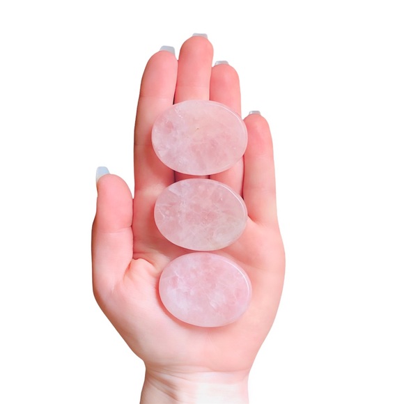 Rose Quartz worry stone palm stone oval thumb stone rock healing crystal gift - Picture 3 of 10